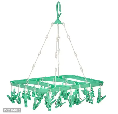 Stri Plastic Cloth Drying Stand Hanger with 24 Clips/pegs, Baby Clothes Hanger Stand-thumb5