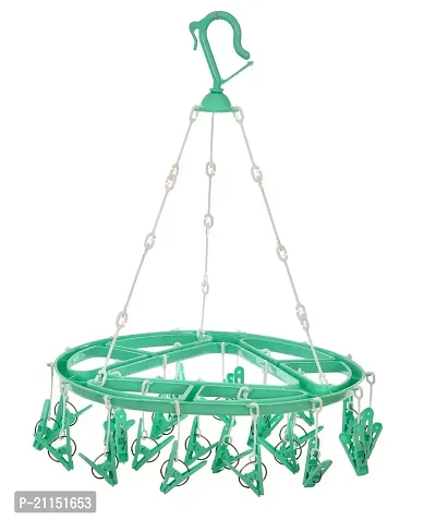Stri Plastic Cloth Drying Stand Hanger with 24 Clips/pegs, Baby Clothes Hanger Stand-thumb2