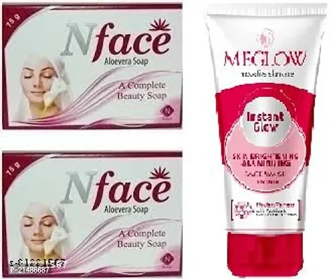 n face soap 2 pc and meglow women facewash 70g