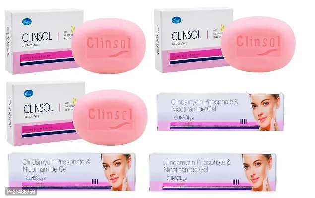 clinsol soap 3pc and face gel 3 pc