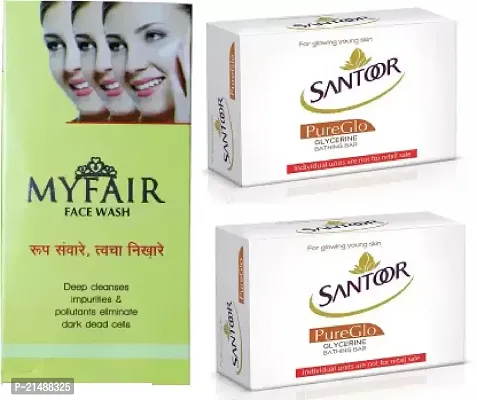 my fair facewash and santoor soap 2 pc