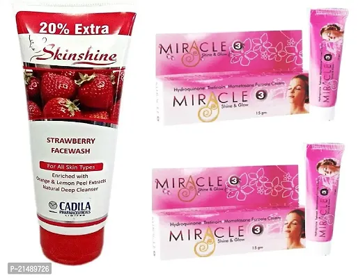 skin shine strabery facewash and miracle face cream 2 pc