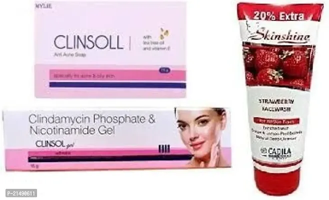 clinsol soap and face gel and skin strabery facewash 70g