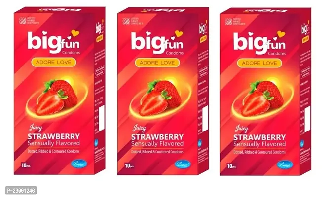 big fun strabery condom 3 pc each 10 pic