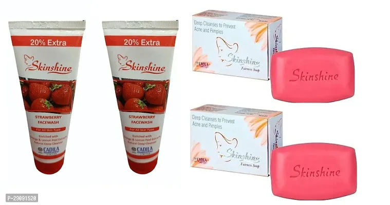 Skin shine strabery facewash 2 pc  and skin shine soap 2 pc