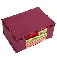 Saree Cover Set of 8 with Transparent Windo and Zipper Closure Storage Box Warderobe Organizer-thumb3