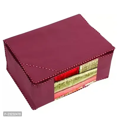 Saree Cover Set of 8 with Transparent Windo and Zipper Closure Storage Box Warderobe Organizer-thumb4