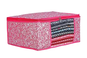 ANNORA INTERNATIONAL, Cloth Cover with Zipper Clouser/Wardrobe Organizer Clothes cover/Combo of 8 pcs/Garment Cover/Storage Bag(Pink Patti Cover and Black Patti Cover)-thumb2