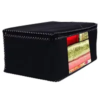 Annora International Saree Covers With Zip, Storage Organizer/ Storage Box For Clothes With Transparent Window/ Cloth Storage Box/Saree Covers For Storage/Cloth Organiser For Wardrobe (Beige  Black)-thumb4