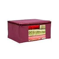 Saree cover combo of 6 with zipper closure and trandparent window garment cover organizer bag pink  maroon-thumb2