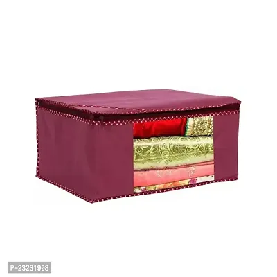 Saree cover combo of 6 with zipper closure and trandparent window garment cover organizer bag pink  maroon-thumb3