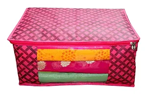 ANNORA INTERNATIONAL Clothing Protectorate Cover Cloths Cover Saree Cover for Storage Cloth Organizer Red Checks Print Cover (Pack of 4)-thumb1