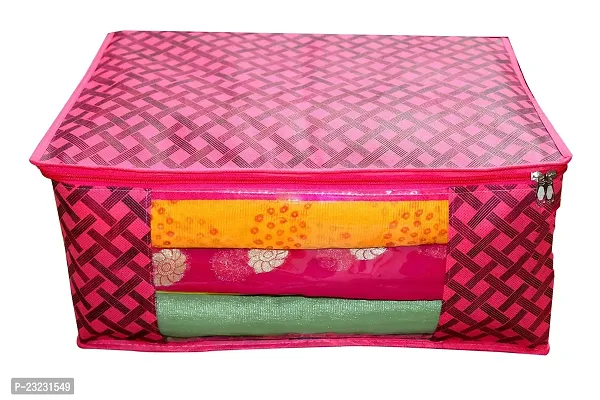 ANNORA INTERNATIONAL Clothing Protectorate Cover Cloths Cover Saree Cover for Storage Cloth Organizer Red Checks Print Cover (Pack of 4)-thumb2