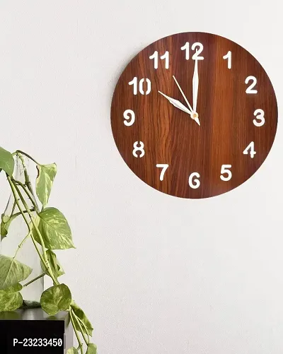 ANNORA INTERNATIONAL Analog Wooden Wall Clock for Home, Analogue Wall Clock for Home Stylish Wall Clock for Home Decor (Pack of 1) (Brown)-thumb0