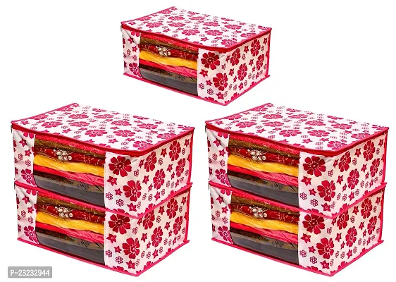 ANNORA INTERNATIONAL, Garment Cover/Clothing Protector/Saree Cover/Cloths Cover/Saree Cover for Storage/Cloth Organiser Pink Floral Print Cover(Pack of 5)