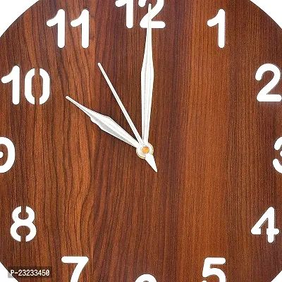 ANNORA INTERNATIONAL Analog Wooden Wall Clock for Home, Analogue Wall Clock for Home Stylish Wall Clock for Home Decor (Pack of 1) (Brown)-thumb4