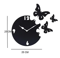 ANNORA INTERNATIONAL Wooden Wall Clock for Home, Analogue Wall Clock for Home Stylish Wall Clock for Home Decor, Designer Wall Clock Wooden (3 Butterfly)-thumb1
