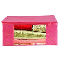 Annora International Saree Covers With Zip, Storage Organizer/Storage Box For Cloth With Transparent Window/Cloth Storage Box/Saree Covers For Storage/Cloth Organiser For Wardrobe (Pack Of 4,Pink)-thumb2