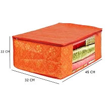 Annora International Saree Covers With Zip, Storage Organizer/Storage Box For Clothes With Transparent Window/Cloth Storage Box/Saree Covers For Storage/Cloth Organiser For Wardrobe (Pack Of 4,Orange)-thumb1