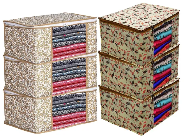 Stylish PU Printed Cloth Organizer - Pack of 6