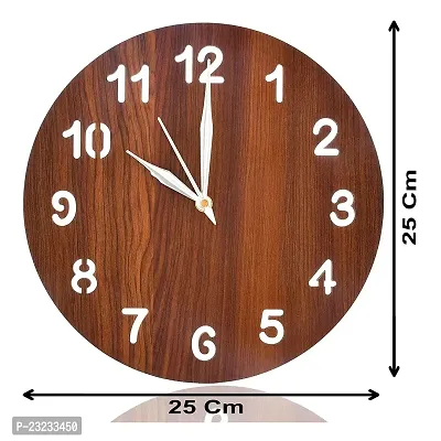 ANNORA INTERNATIONAL Analog Wooden Wall Clock for Home, Analogue Wall Clock for Home Stylish Wall Clock for Home Decor (Pack of 1) (Brown)-thumb2