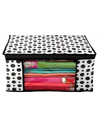 ANNORA INTERNATIONAL, Saree Cover/Storage Box with transparent window/Cloths Cover/Saree Cover for Storage/Garment Cover/Cloth Organiser Black Polka Dots(Pack of 3)-thumb2