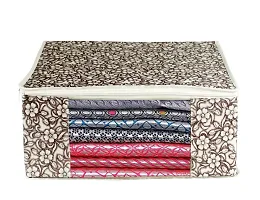 Annora International Saree Covers With Zip, Storage Organizer / Storage Box For Clothes With Transparent Window / Cloth Storage Box / Saree Cover ( Pack Of 3)-thumb1