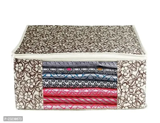 Annora International Saree Covers With Zip, Storage Organizer / Storage Box For Clothes With Transparent Window / Cloth Storage Box / Saree Cover ( Pack Of 3)-thumb2