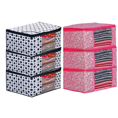 Stylish PU Printed Cloth Organizer - Pack of 6