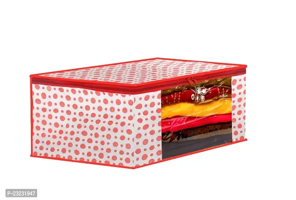 ANNORA INTERNATIONAL, Saree Cover/Storage Box with transparent window/Cloths Cover/Saree Cover for Storage/Garment Cover/Cloth Organiser Red Polka Dots(Pack of 3)-thumb2