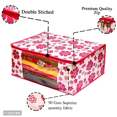 Annora International Saree Covers With Zip, Storage Organizer/ Storage Box For Clothes With Transparent Window/ Cloth Storage Box/Saree Covers For Storage/Cloth Organiser For Wardrobe (Multicolor)PK6-thumb4