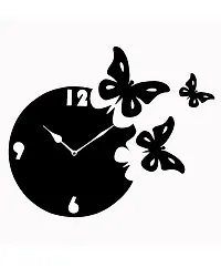 ANNORA INTERNATIONAL Wooden Wall Clock for Home, Analogue Wall Clock for Home Stylish Wall Clock for Home Decor, Designer Wall Clock Wooden (3 Butterfly)-thumb2
