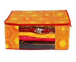 Annora International Saree Covers With Zip, Storage Organizer / Storage Box For Clothes With Transparent Window / Cloth Storage Box / Saree Covers For Storage /Cloth Organiser For Wardrobe (Pack Of 3)-thumb1