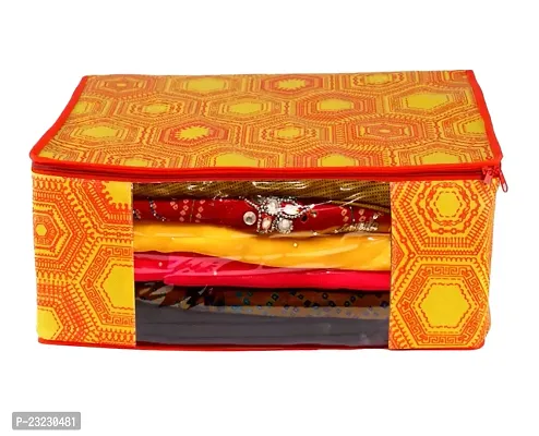 Annora International Saree Covers With Zip, Storage Organizer / Storage Box For Clothes With Transparent Window / Cloth Storage Box / Saree Covers For Storage /Cloth Organiser For Wardrobe (Pack Of 3)-thumb2