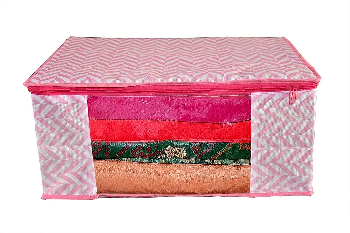 Pack of 1 Zig Zag Saree Cover with Zipper Closure Garmnet Organizer Storage Box window