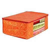 Annora International Saree Covers With Zip, Storage Organizer/Storage Box For Clothes With Transparent Window/Cloth Storage Box/Saree Covers For Storage/Cloth Organiser For Wardrobe (Pack Of 4,Orange)-thumb4