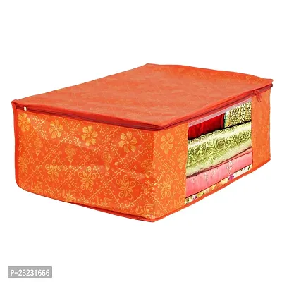 Annora International Saree Covers With Zip, Storage Organizer/Storage Box For Clothes With Transparent Window/Cloth Storage Box/Saree Covers For Storage/Cloth Organiser For Wardrobe (Pack Of 4,Orange)-thumb5