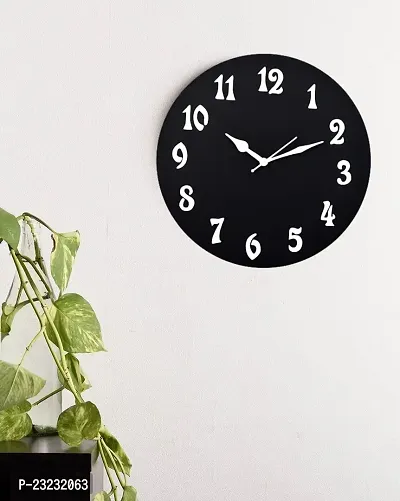 ANNORA INTERNATIONAL Analog Wooden Wall Clock for Home, Analogue Wall Clock for Home Stylish Wall Clock for Home Decor (Pack of 1) (Black)-thumb0