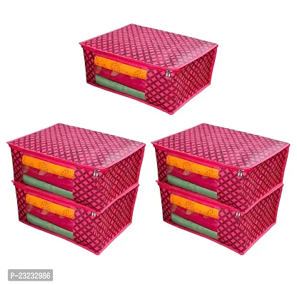 ANNORA INTERNATIONAL, Garment Cover/Clothing Protector/Saree Cover/Cloths Cover/Saree Cover for Storage/Cloth Organiser Red Checks Print Cover(Pack of 5)