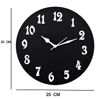 ANNORA INTERNATIONAL Analog Wooden Wall Clock for Home, Analogue Wall Clock for Home Stylish Wall Clock for Home Decor (Pack of 1) (Black)-thumb1