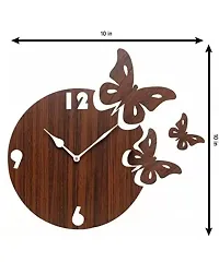 ANNORA INTERNATIONAL Wooden Wall Clock for Home, Analogue Wall Clock for Home Stylish Wall Clock for Home Decor, Designer Wall Clock Wooden (3 Butterfly BRN)-thumb1