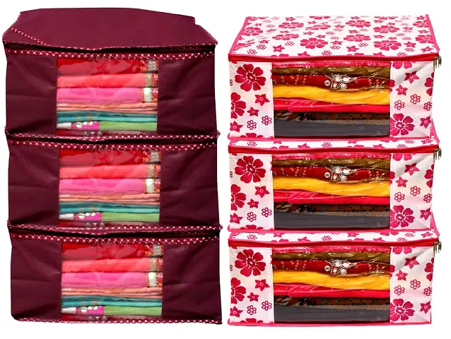 Stylish PU Printed Cloth Organizer - Pack of 6