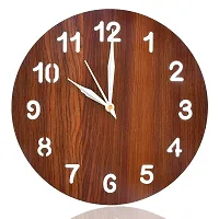 ANNORA INTERNATIONAL Analog Wooden Wall Clock for Home, Analogue Wall Clock for Home Stylish Wall Clock for Home Decor (Pack of 1) (Brown)-thumb2