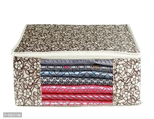 Annora International Saree Covers With Zip, Storage Organizer / Storage Box For Clothes With Transparent Window / Cloth Storage Box / Saree Covers For Storage /Cloth Organiser For Wardrobe (Pack Of 6)-thumb2