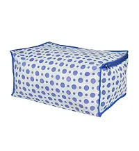 ANNORA INTERNATIONAL Non Woven Fabric Polka Dot Saree Cover/Clothes Organizer |Transparent Window |Zipper Closure With Foldable Material | Pack of 4 (Blue)-thumb3