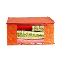 Annora International Saree Covers With Zip, Storage Organizer/Storage Box For Clothes With Transparent Window/Cloth Storage Box/Saree Covers For Storage/Cloth Organiser For Wardrobe (Pack Of 4,Orange)-thumb2