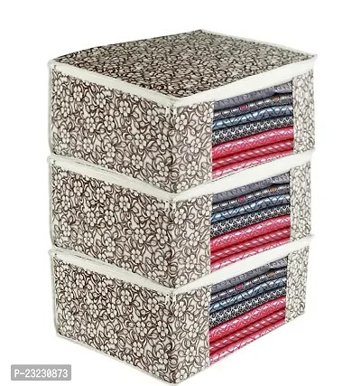 Annora International Saree Covers With Zip, Storage Organizer / Storage Box For Clothes With Transparent Window / Cloth Storage Box / Saree Cover ( Pack Of 3)