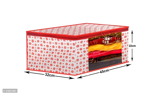 ANNORA INTERNATIONAL, Saree Cover/Storage Box with transparent window/Cloths Cover/Saree Cover for Storage/Garment Cover/Cloth Organiser Red Polka Dots(Pack of 3)-thumb4