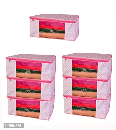 Saree cover 7 Piece Non Woven Fabric Saree Cover Set with Transparent Window, Extra Large wardrobe organizer Set of 7 /Cloth Cover/ Storage box/ cloth pouch