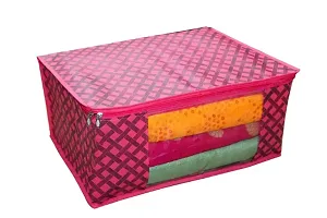 Saree cover 7 Piece Non Woven Fabric Saree Cover Set with Transparent Window, Extra Large wardrobe organizer Set of 7 /Cloth Cover/ Storage box/ cloth pouch-thumb3